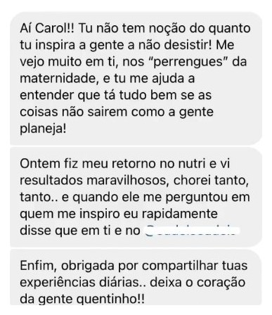 Mensagem de seguidora: você me inspira a não desistir nos perrengues da maternidade